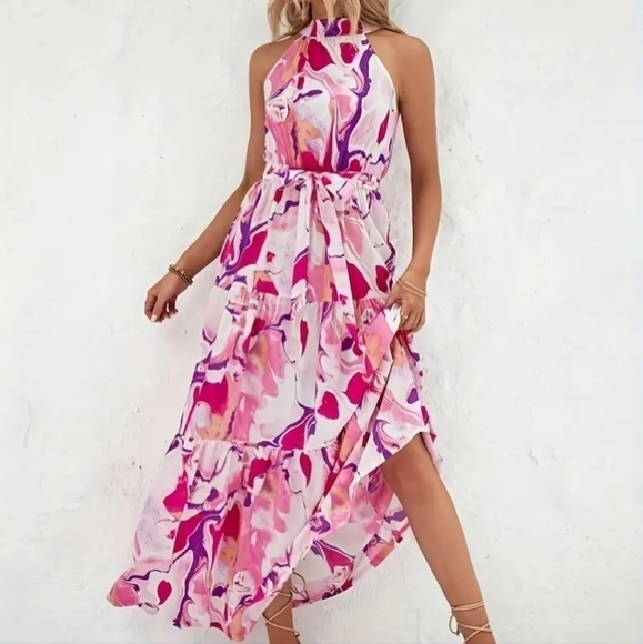Strapless Floral Fit and Flare Elegant Maxi Dress - Picture 8 of 13